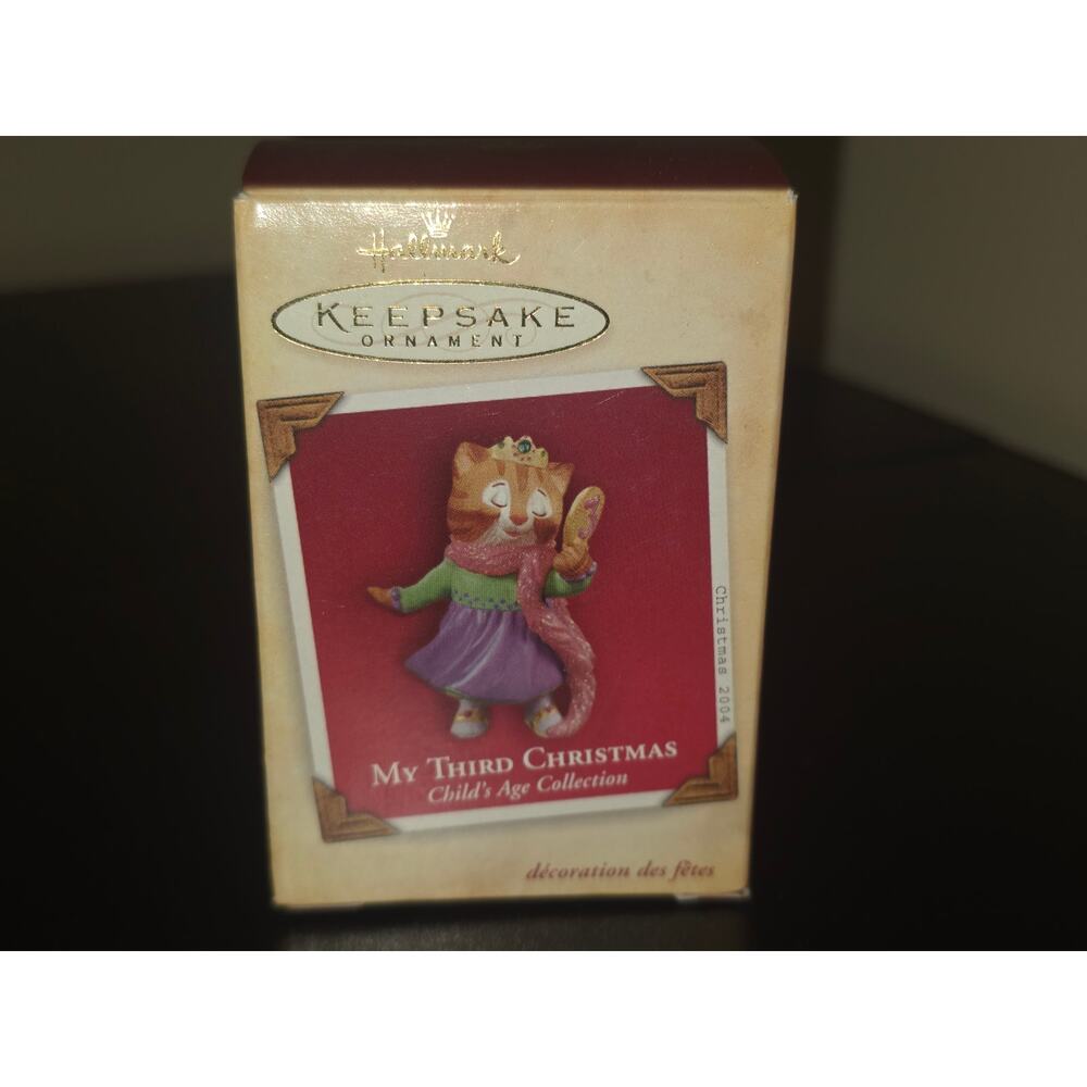Hallmark Keepsake Tree Ornament My Third Christmas Kitty Cat Princess‎ 2004